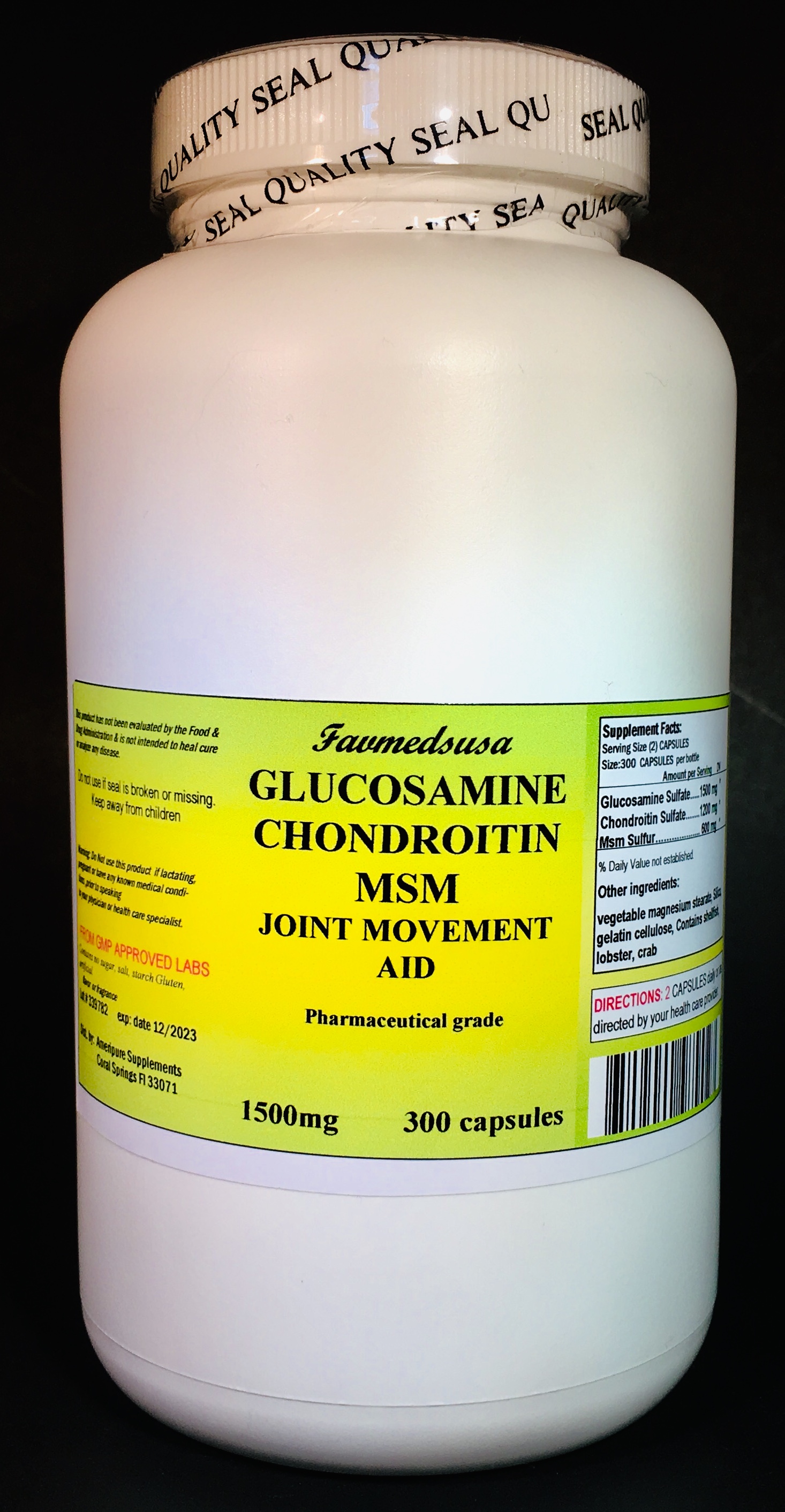 Glucosamine Chondroitin +MSM, arthritis, bone, joints - 300 capsules ...